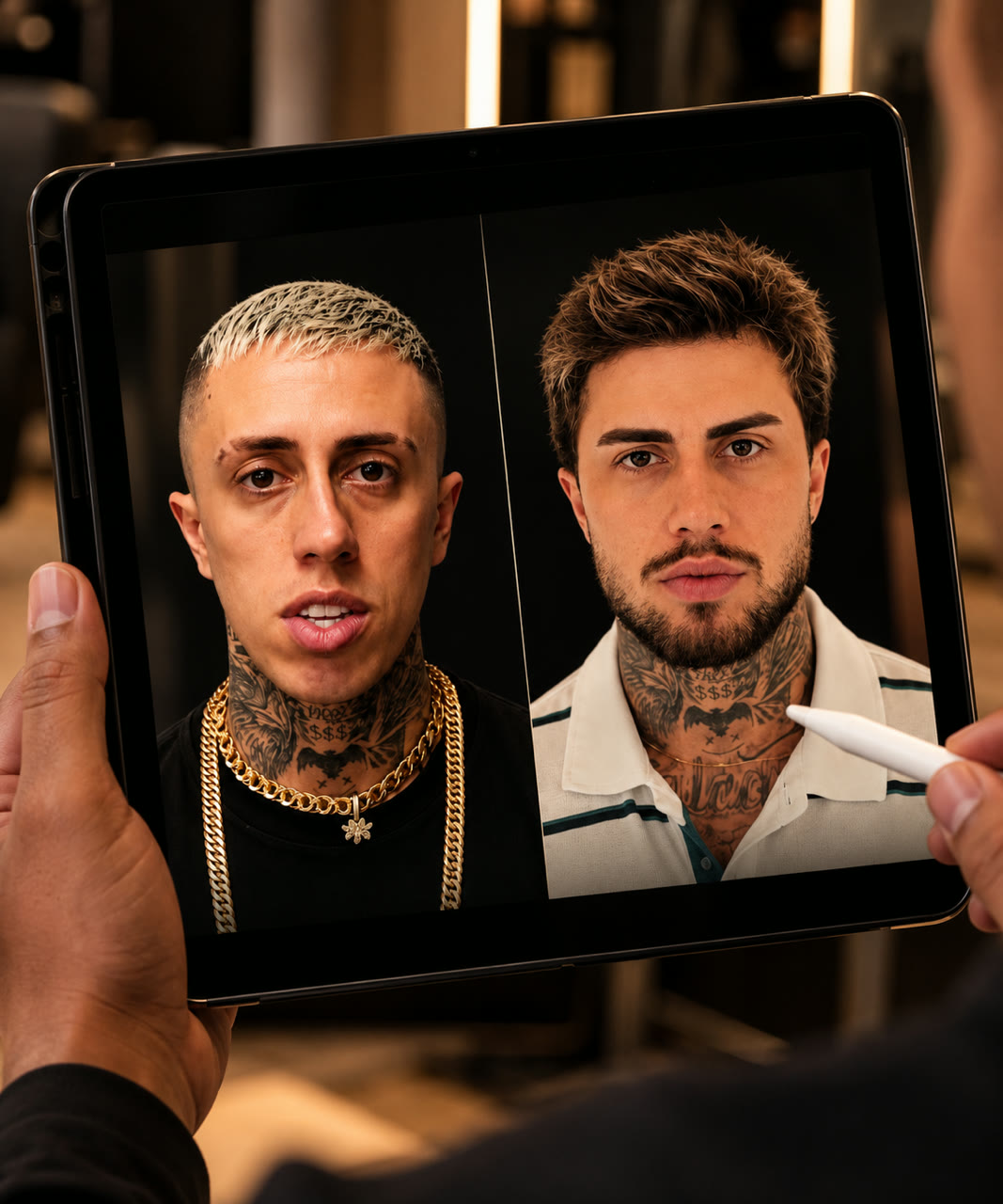 Estudo de imagem masculina em tablet